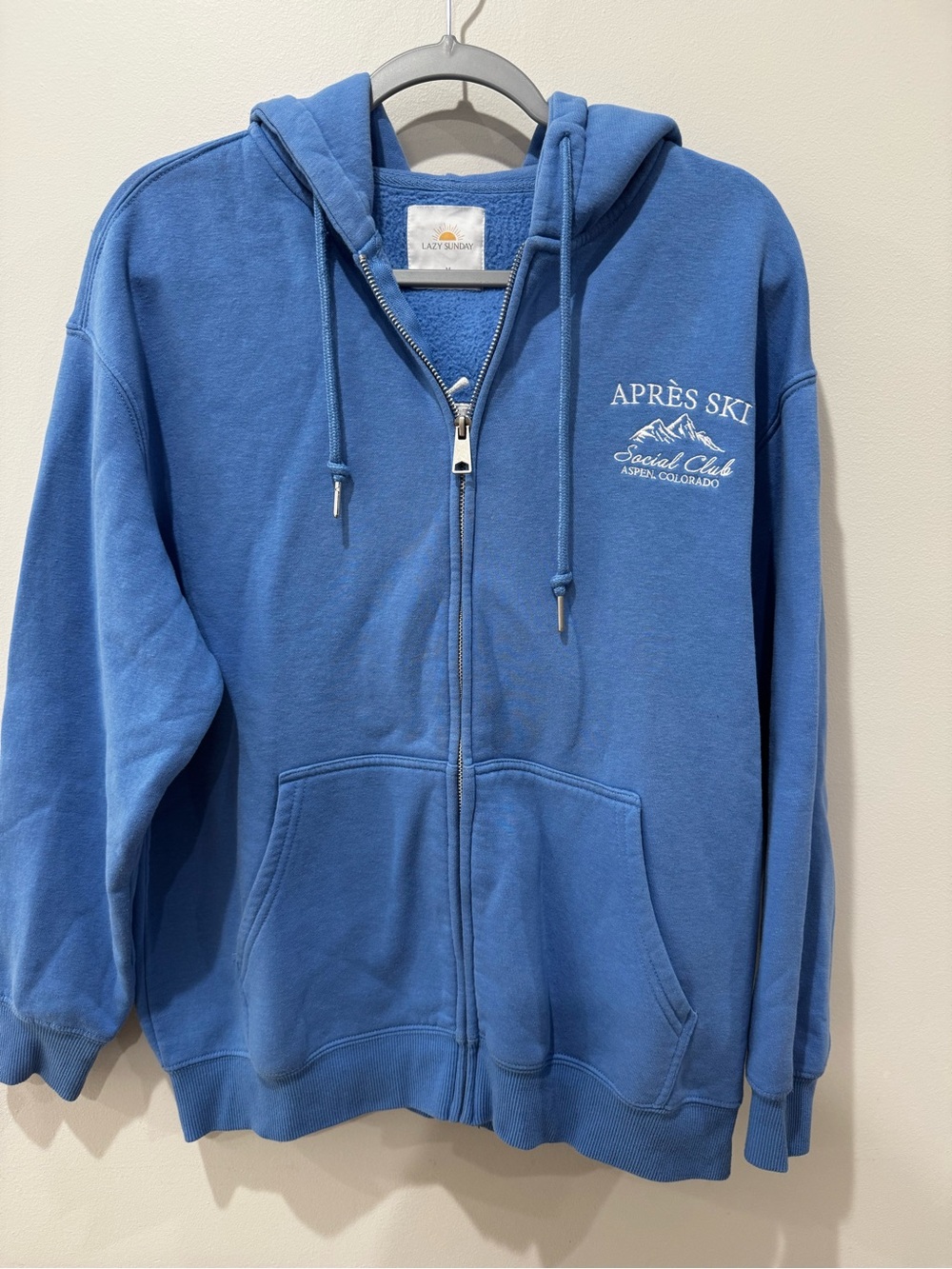 Lazy Sunday Sz Medium Aspen Colorado Zip Up Hoodie Ski Social‎ Club Martini - Picture 3 of 6
